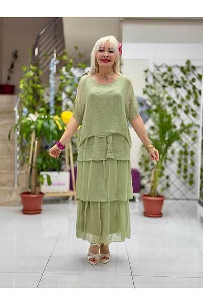 Punta Otantik Italian Silk Dress Khaki Yg2060