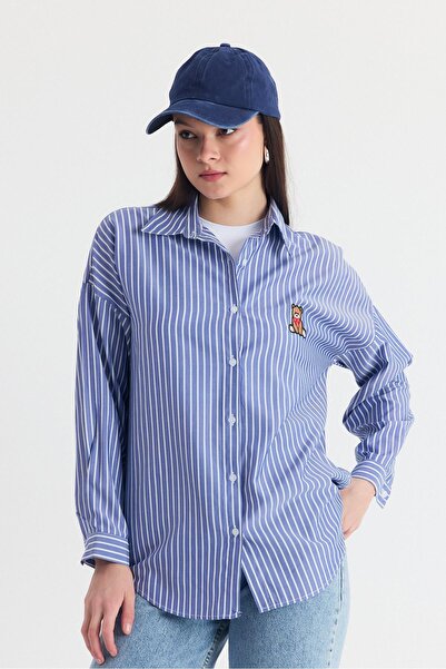 Rays Saks Teddy Bear Embroidered Oversize Shirt 4689A