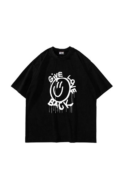 Sekizbiraltı Δώστε Love Back Printed Oversize Unisex Μαύρο Tshirt