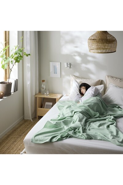 IKEA Jättetuja Blanket Turquoise 140x190 Cm – Lightweight, Washable, Cool Sleep Blanket