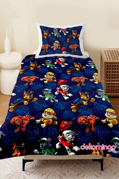 dekomingo Blue Floor Paw Petroleum Quilt Set