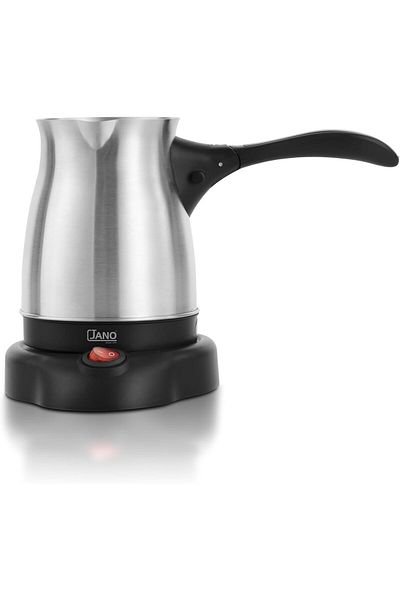 JANO Electric Coffee Maker 600W 400ml Stainless Steel with Easy Grip Handle - Silver/Black JN03402