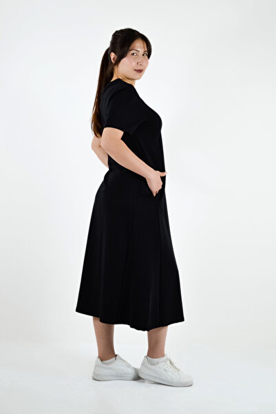 BUSEM Crew Neck Short Sleeve Long Loose Dress