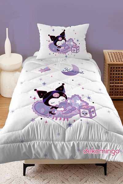 dekomingo White Cloudy Kuromi Quilt Set