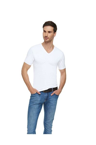 Line Smart Tricou Tutku din 3 piese pentru bărbați, din bumbac, cu decolteu în V