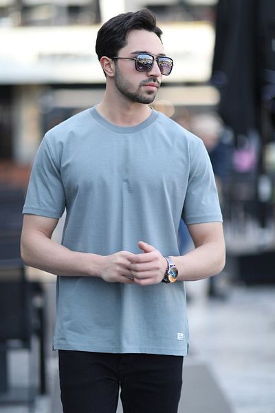 JB John Borners Men's bicycle collar regular fit cotton t-shirt light khaki - 5446