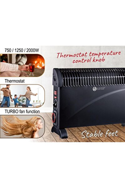 MESKO Convector incalzire Mesko MS7741B, 2000 W, 3 trepte putere, Functie ventilator TURBO