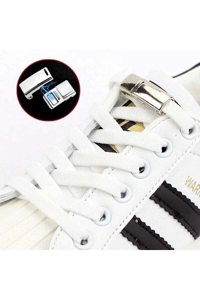 STOREMAX Easy-to-Use Magnetic Shoelaces for Kids White Color