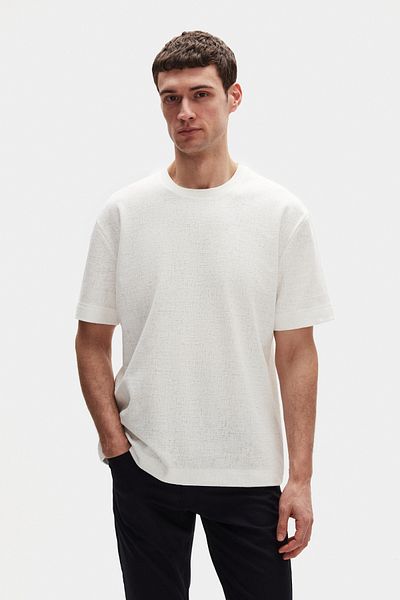 Twn Μπλουζάκι με σχέδιο Ecru Jacquard Relaxed Fit
