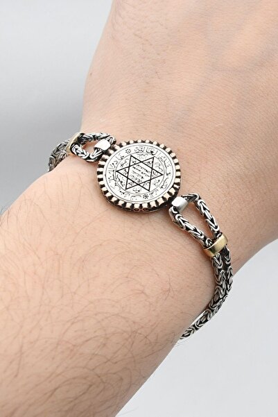 Prestige Hz. Süleyman Mührü 2mm Kral Zincir 925 Ayar Gümüş Bileklik 901708