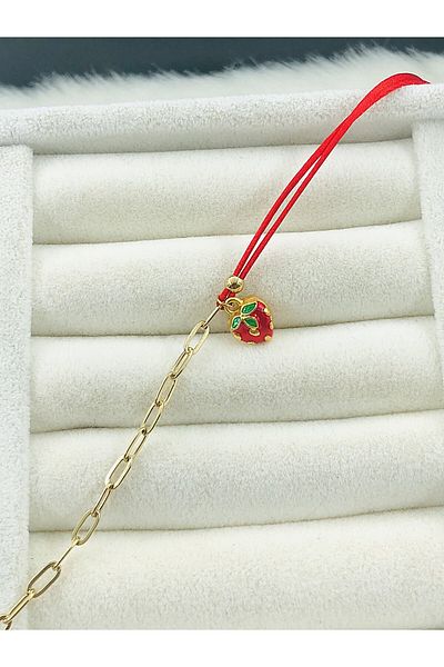 DS DİAMONDSHOP Steel Anklet with Strawberry Figure Model Byçlkhal- 202504783