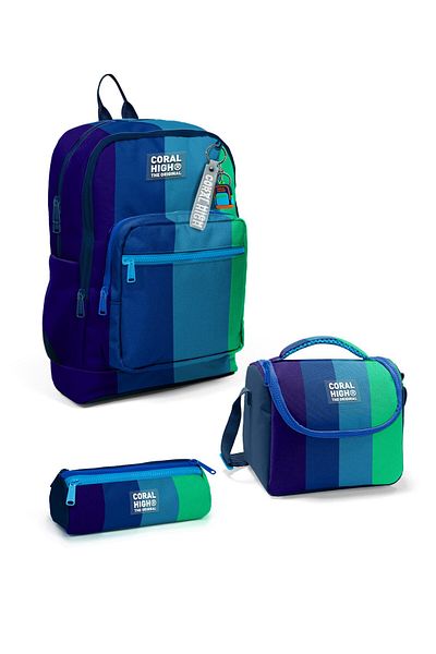 Coral High Set de 3 genți de școală cu dungi colorate pentru copii SET0123781