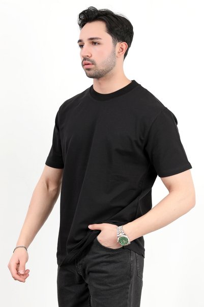 JB John Borners Men's Crew Neck Cotton T-Shirt Black - 2610