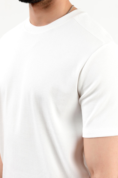 JB John Borners Ανδρικό μπλουζάκι με λαιμόκοψη καμισόλα βαμβακερό λευκό - 25Y 2936