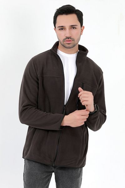 JB John Borners Men's Stand Collar Fleece Anthracite Pocket Detailed Zippered Soft Textured - 6019
