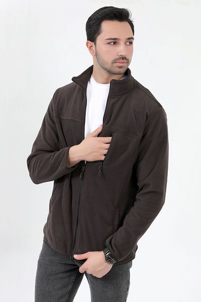 JB John Borners Men's Stand Collar Fleece Anthracite Pocket Detailed Zippered Soft Textured - 6019