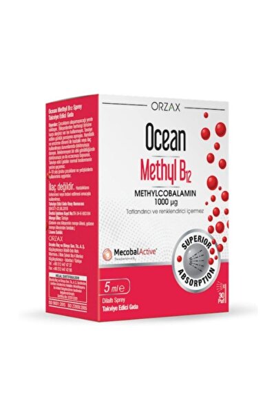 Orzax Ocean 1000 Mg Methyl Cobalamin B12 Sprey 5 ml