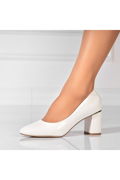 Joana Women's White Patent Leather Heeled Shoes Arlyn