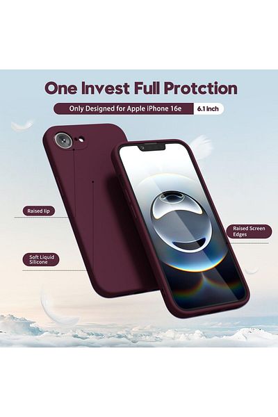 AWH Case for iPhone 16e Slim Fit Soft Back Cover Flexible Silicone Cover Matte for iPhone 16e (Maroon)
