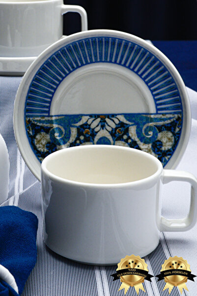 Heda Porselen Azur 4 Parça 2 Kişilik Porselen Çay Fincan Takımı