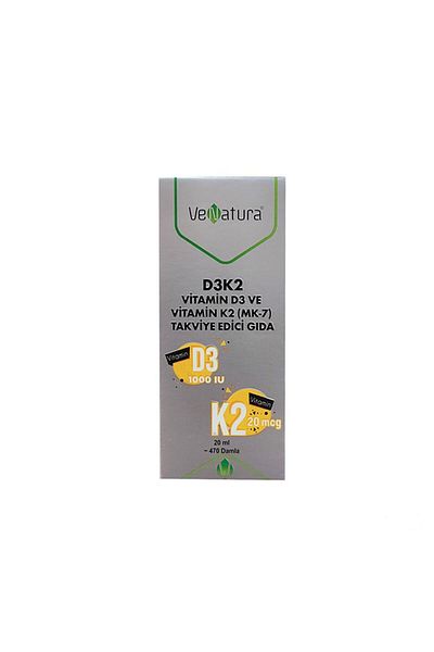 VeNatura D3K2 - 20ml Vitamin D3 and Menaquinon 7 Food Supplement