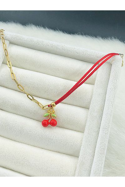 DS DİAMONDSHOP Steel Anklet with Cherry Figure Model Byçlkhal- 202504784