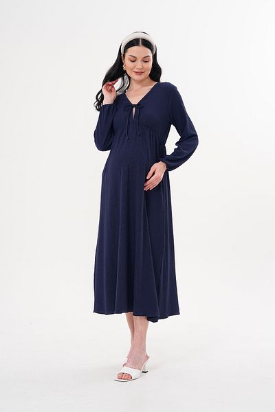 Miss Dünya Lissa Pregnant and Maternity V-Neck Long Sleeve Woven Fabric Dress
