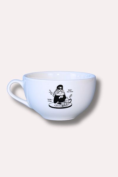 Milky Way Design Coffee & Croissant Porcelain Mug - 420 Cc