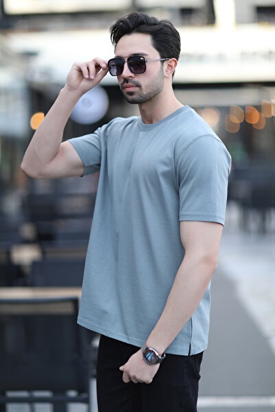 JB John Borners Ανδρικό μπλουζάκι με λαιμόκοψη με κανονική εφαρμογή βαμβακερό χακί - 5446