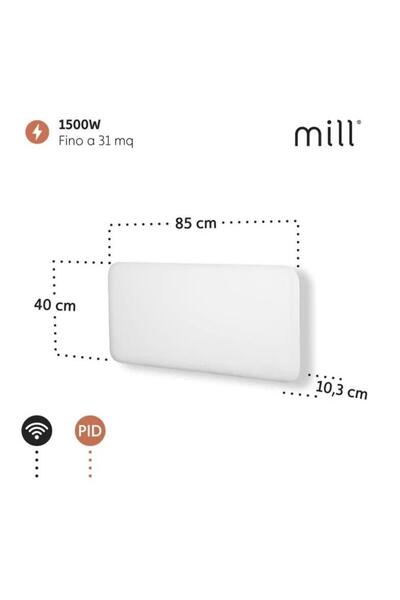 Mill Convector de perete Mill Invisible WIFI, 1500W, 31m