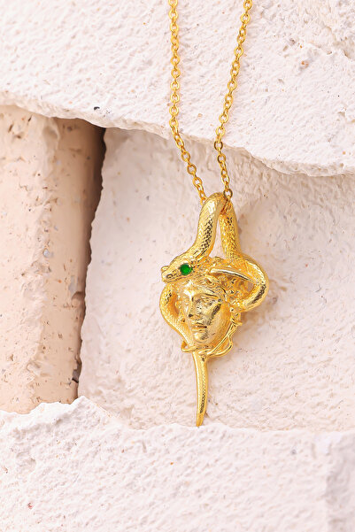 Lucente Jewellery Luxury Serisi Işıklı Hediye Kutulu Medusa Yılan Saçlı 925 Ayar Gümüş Zincirli Kolye
