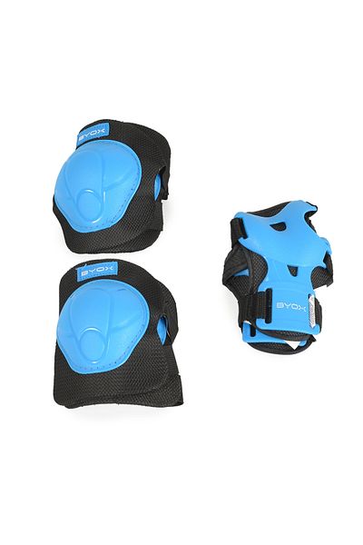 OEM Set protectii genunchi, coate si palme, Varsta 2-5 Ani, Byox Negru Albastru Class A ( pana la 25kg)