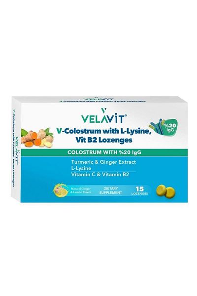 Velavit V-Colostrum with L-Lysine Vit B2 Lozenges 15 Pastilles