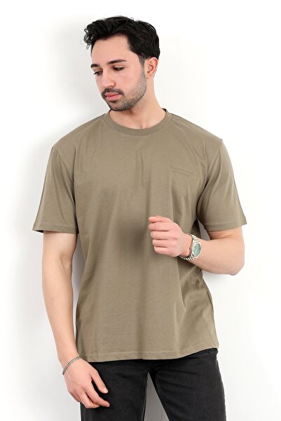 JB John Borners Ανδρικό μπλουζάκι με λαιμόκοψη 100% βαμβακερό χακί 2271-5