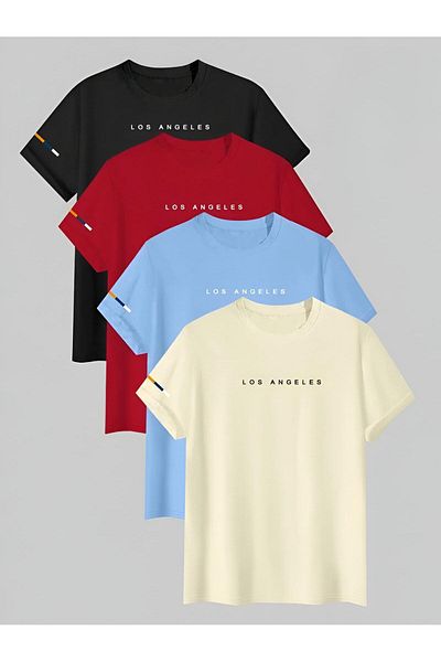 trendgar tricou oversize unisex cu imprimeu losangeles în patru culori