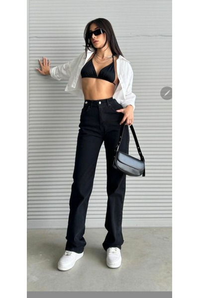 sion jeans Milano Julia Julia anii 90 anii 90 Asia X Black straight fit Jean Femei Power Lycra Femei talie înaltă (NOU)