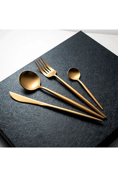 VAV GET 24-Piece Flatware Cutlery Set Service for 6 People, Elegant & Durable Design, Gold.