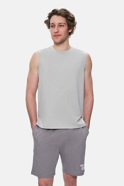 UCLA Tricou pentru bărbați oversize cu mâneci zero cu decolteu în formă de ciclism gri deschis BODHI