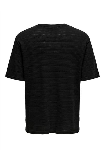 Only & Sons Ανδρικό μαύρο μπλουζάκι ONSGIVO REG 12 SS CREW KNIT NOOS - 22031761