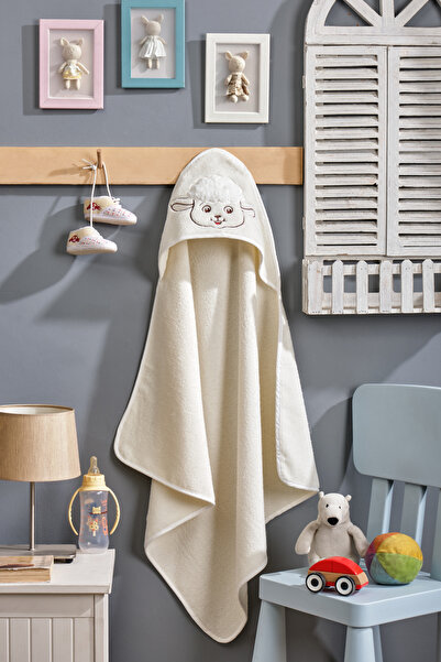 BebeSoft منشفة حمام للأطفال للجنسين بتصميم KUZU، 100% قطن، ملمس ناعم، بغطاء للرأس