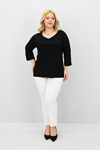 Koza Butik Γυναικεία μπλούζα με λαιμόκοψη σε μεγάλο μέγεθος 1919-25