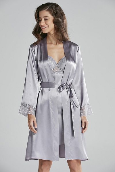 Pierre Cardin Satin Lace Nightgown and Dressing Gown Set - 4285