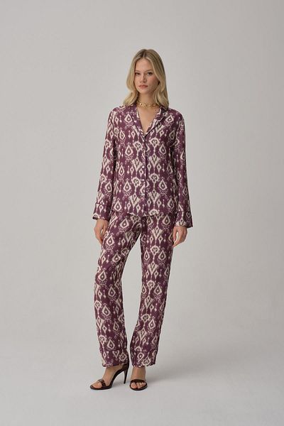 Pierre Cardin Women's Pajama Set with Piping Print - Lx.25224 Purple