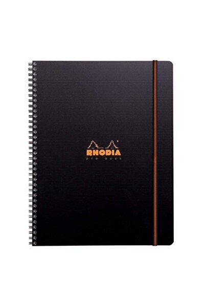 Rhodia Caiet A4 în carouri - Husă neagră pentru buzunar interior - spirală cu...