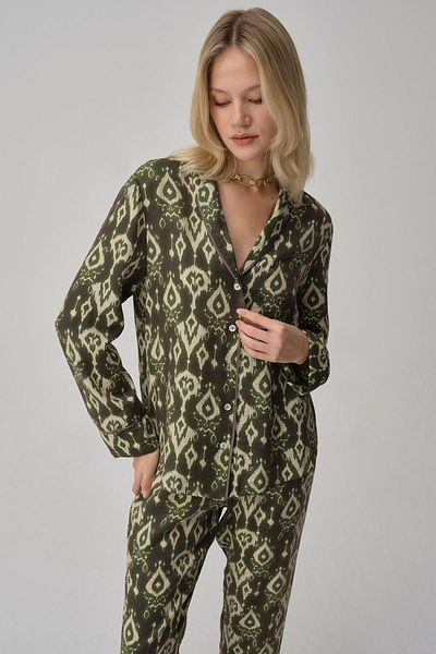 Pierre Cardin Women's Pajama Set with Piping Print - Lx.25224 Green