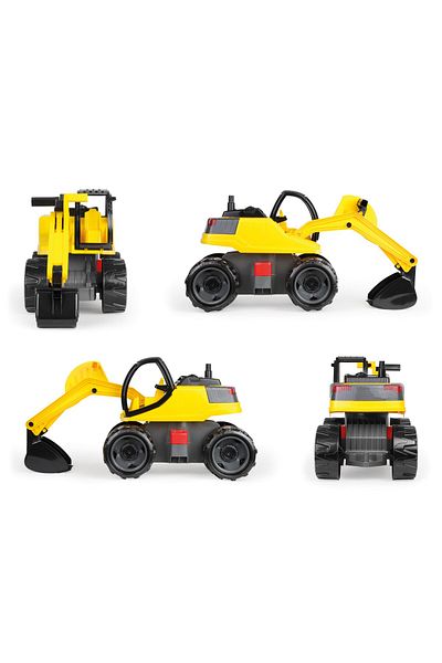 LENA Giant excavator with functional bucket, 360 degree rotation, Lena, yellow, 70 cm, plastic