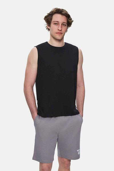 UCLA Bodhi Black Crew Neck Zero Sleeve Printed Oversize Men's Tshirt