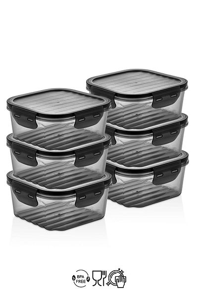 HOMENIVA 12 Pieces Square Locked Leakproof Lid Quality Breakfast Storage Container