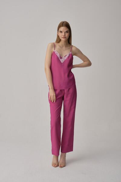 Pierre Cardin Vegan Ipek Kimonolu Kadın Pijama Takımı - Lx.25231 Violet