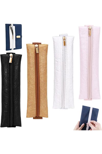 Saharaz 4pcs Pen Pouch Sleeve Pencil Holder,with Elastic Band,Pen Holder for Notebook,Back-to-school Gifts